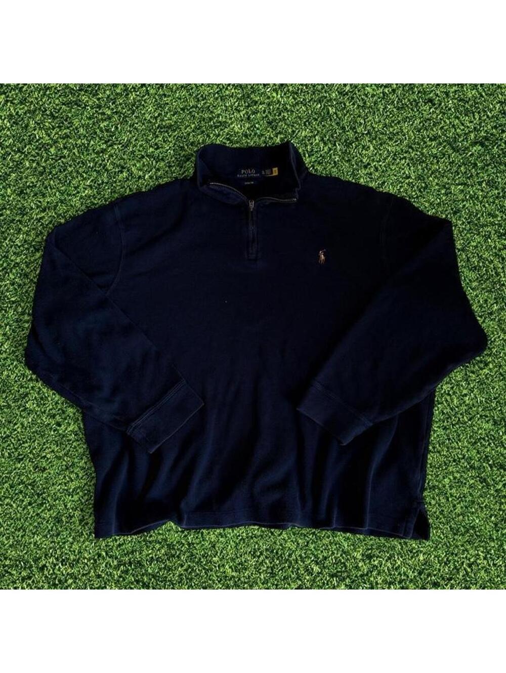 Polo Ralph Lauren Navy Blue Quarter Zip Sweatshirt Preppy